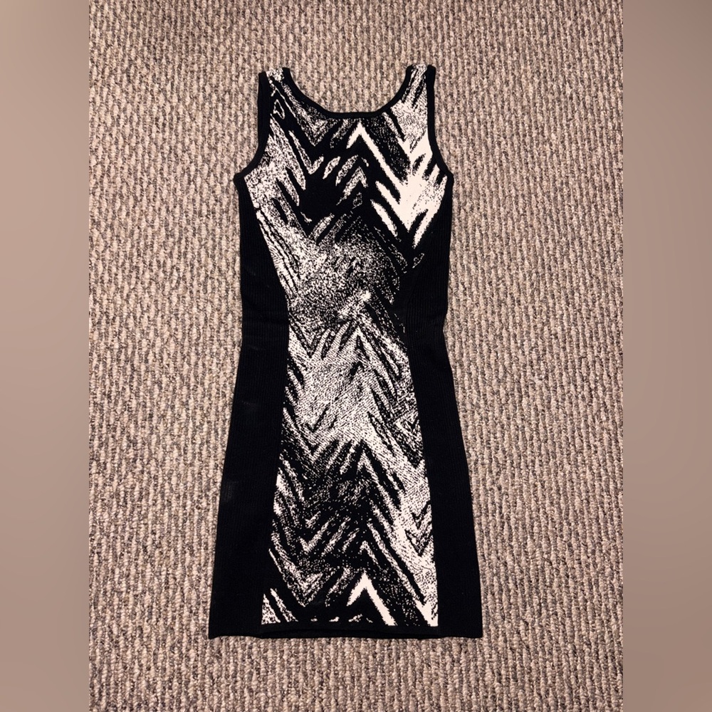 Armani Exchange Monochrome Zigzag Midi Dress